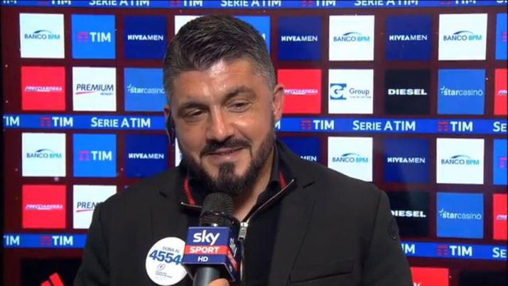 Gennaro Gattuso, tecnico del Milan, ai microfoni di 'Sky Sport' Gennaro Gattuso, tecnico del Milan, ai microfoni di 'Sky Sport'
