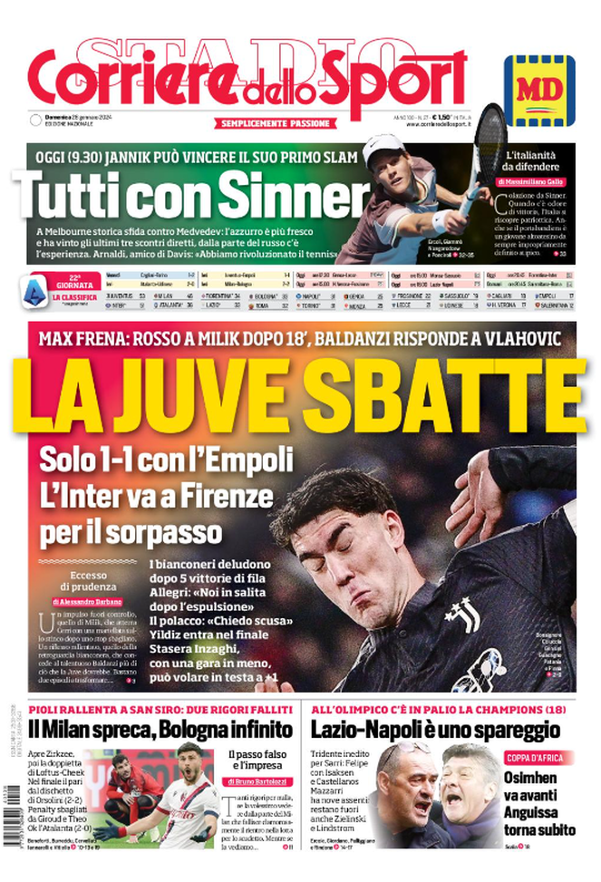 Prima Pagina Il Corriere dello Sport 28-01-2024