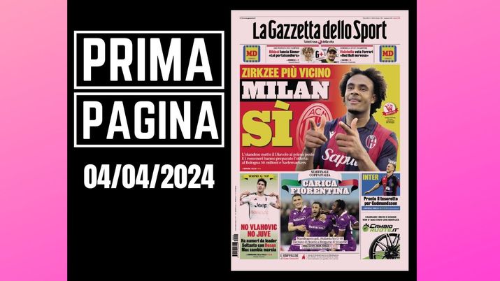 La Gazzetta dello Sport, la prima pagina di oggi, giovedì 4 aprile 2024 La Gazzetta dello Sport