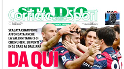 Bologna a meno due dalla Juve, le aperture dei giornali