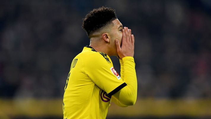 MOENCHENGLADBACH, GERMANY - MARCH 07: Dortmund's Jadon Sancho reacts during the Bundesliga match between Borussia Moenchengladbach and Borussia Dortmund at Borussia-Park on March 07, 2020 in Moenchengladbach, Germany. (Photo by Frederic Scheidemann/Bongarts/Getty Images) MOENCHENGLADBACH, GERMANY - MARCH 07: Dortmund's Jadon Sancho reacts during the Bundesliga match between Borussia Moenchengladbach and Borussia Dortmund at Borussia-Park on March 07, 2020 in Moenchengladbach, Germany. (Photo by Frederic Scheidemann/Bongarts/Getty Images)