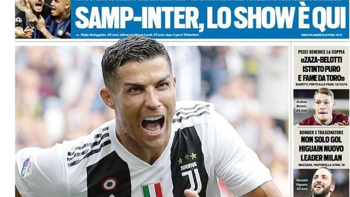 Prima Pagina, Tuttosport: “Inarrestabile. Samp-Inter, lo show è qui. Higuain nuovo leader del Milan…”  Prima Pagina, Tuttosport: “Inarrestabile. Samp-Inter, lo show è qui. Higuain nuovo leader del Milan…”