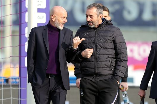 Stefano Pioli con Marco Giampaolo ai tempi di Fiorentina e Sampdoria Stefano Pioli con Marco Giampaolo ai tempi di Fiorentina e Sampdoria