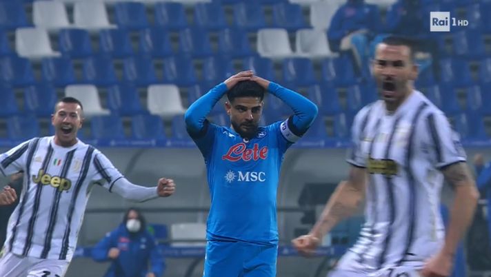 Supercoppa, Juventus-Napoli: rigore per gli azzurri, ma Insigne calcia a lato 