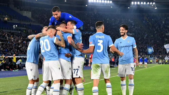 L'esultanza della Lazio