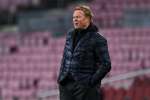 BARCELONA, SPAIN - DECEMBER 08: Head coach Ronald Koeman of FC Barcelona reacts during the UEFA Champions League Group G stage match between FC Barcelona and Juventus at Camp Nou on December 08, 2020 in Barcelona, Spain. Sporting stadiums around Spain remain under strict restrictions due to the Coronavirus Pandemic as Government social distancing laws prohibit fans inside venues resulting in games being played behind closed doors. (Photo by David Ramos/Getty Images) BARCELONA, SPAIN - DECEMBER 08: Head coach Ronald Koeman of FC Barcelona reacts during the UEFA Champions League Group G stage match between FC Barcelona and Juventus at Camp Nou on December 08, 2020 in Barcelona, Spain. Sporting stadiums around Spain remain under strict restrictions due to the Coronavirus Pandemic as Government social distancing laws prohibit fans inside venues resulting in games being played behind closed doors. (Photo by David Ramos/Getty Images)
