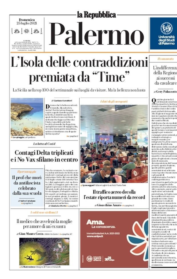 Prima Pagina, La Repubblica-Palermo: “L’Isola delle contraddizioni premiata da Time” 