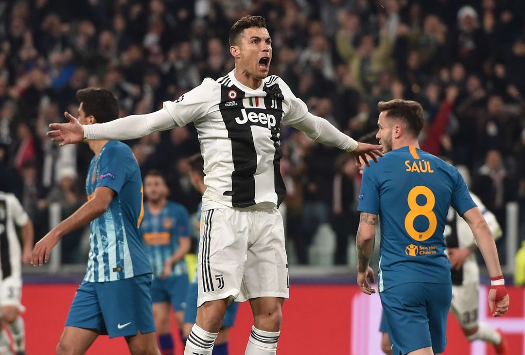  TURIN, ITALY - MARCH 12: Cristiano Ronaldo of Juventus celebrates after scoring the opening goal during the UEFA Champions League Round of 16 Second Leg match between Juventus and Club de Atletico Madrid at Allianz Stadium on March 12, 2019 in Turin, Italy. (Photo by Tullio M. Puglia/Getty Images) 