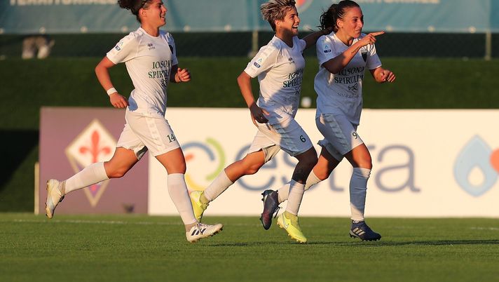 FLORENCE, ITALY - SEPTEMBER 06: Melania Martinovic of Florentia-San Gimignano celebrates after scoring a goal during the Women Serie A match between ACF Fiorentina and Florentia at  on September 6, 2020 in Florence, Italy.  (Photo by Gabriele Maltinti/Getty Images) 
