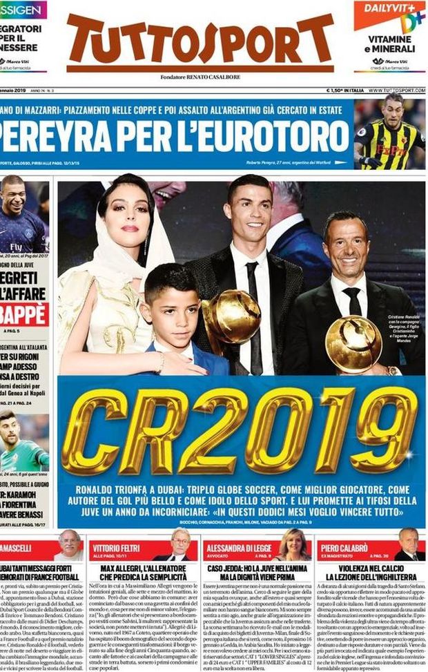 Prima Pagina, Tuttosport: “CR2019. Inter, Karamoh per Benassi. Pereyra per l’EuroToro. River su Rigoni…” Prima Pagina, Tuttosport: “CR2019. Inter, Karamoh per Benassi. Pereyra per l’EuroToro. River su Rigoni…”