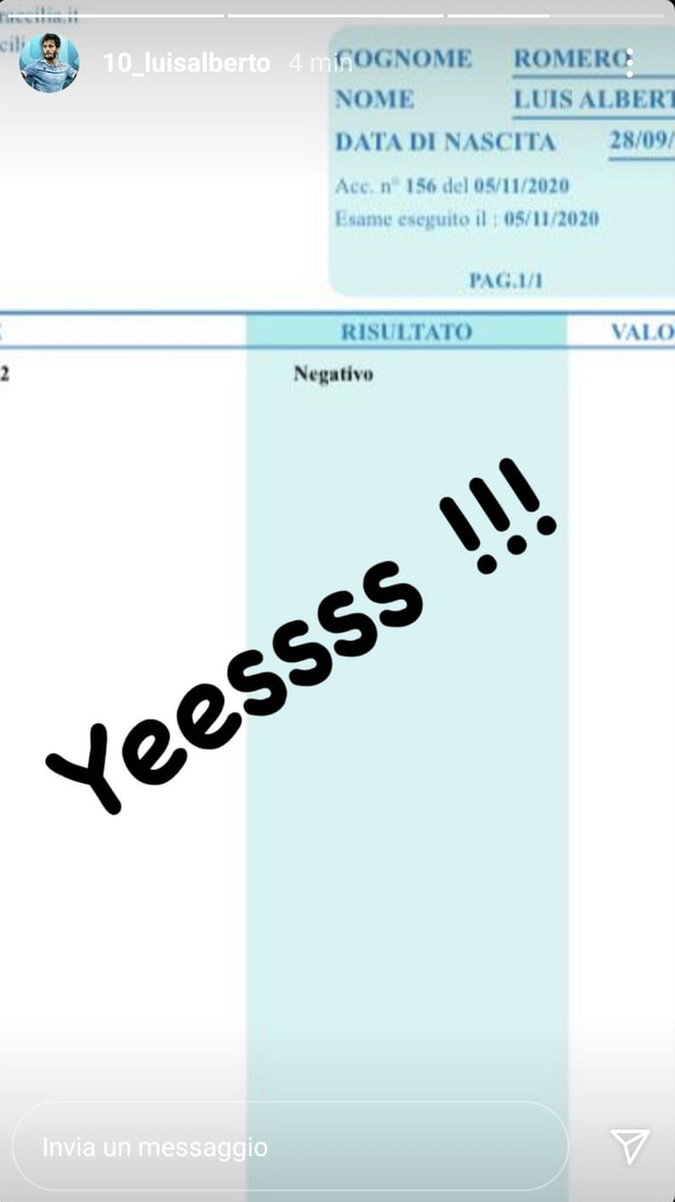 ULTIM’ORA – Luis Alberto annuncia: “Negativo al Covid!”. Ora contro la Juve…- immagine 2