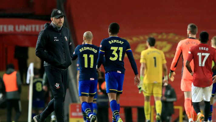 MANCHESTER, ENGLAND - FEBRUARY 02: Ralph Hasenhuttl, Manager of Southampton looks on after the Premier League match between Manchester United and Southampton at Old Trafford on February 02, 2021 in Manchester, England. Sporting stadiums around the UK remain under strict restrictions due to the Coronavirus Pandemic as Government social distancing laws prohibit fans inside venues resulting in games being played behind closed doors. (Photo by Lindsey Parnaby - Pool/Getty Images) MANCHESTER, ENGLAND - FEBRUARY 02: Ralph Hasenhuttl, Manager of Southampton looks on after the Premier League match between Manchester United and Southampton at Old Trafford on February 02, 2021 in Manchester, England. Sporting stadiums around the UK remain under strict restrictions due to the Coronavirus Pandemic as Government social distancing laws prohibit fans inside venues resulting in games being played behind closed doors. (Photo by Lindsey Parnaby - Pool/Getty Images)