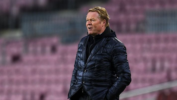 BARCELONA, SPAIN - DECEMBER 08: Head coach Ronald Koeman of FC Barcelona reacts during the UEFA Champions League Group G stage match between FC Barcelona and Juventus at Camp Nou on December 08, 2020 in Barcelona, Spain. Sporting stadiums around Spain remain under strict restrictions due to the Coronavirus Pandemic as Government social distancing laws prohibit fans inside venues resulting in games being played behind closed doors. (Photo by David Ramos/Getty Images) BARCELONA, SPAIN - DECEMBER 08: Head coach Ronald Koeman of FC Barcelona reacts during the UEFA Champions League Group G stage match between FC Barcelona and Juventus at Camp Nou on December 08, 2020 in Barcelona, Spain. Sporting stadiums around Spain remain under strict restrictions due to the Coronavirus Pandemic as Government social distancing laws prohibit fans inside venues resulting in games being played behind closed doors. (Photo by David Ramos/Getty Images)