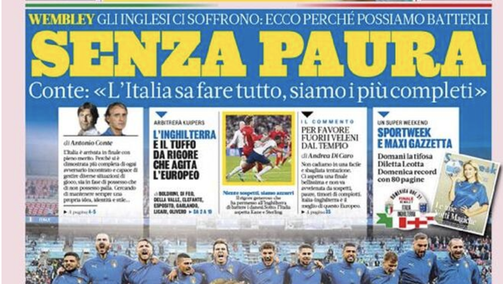 Prima Pagina, Gazzetta dello Sport: “Senza paura. Inghilterra, il tuffo da rigore” 