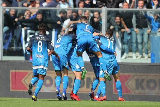 EMPOLI, ITALY - MAY 19: Matteo Brighi of Empoli FC celebrates after scoring a goal during the Serie A match between Empoli and Torino FC at Stadio Carlo Castellani on May 19, 2019 in Empoli, Italy. (Photo by Gabriele Maltinti/Getty Images) 