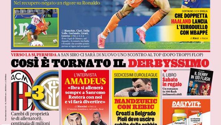 Prima Pagina, La Gazzetta dello Sport: “La Juve ha Fede, il gol di Chiesa è oro. Così è tornato il derbyssimo” Prima Pagina, La Gazzetta dello Sport: “La Juve ha Fede, il gol di Chiesa è oro. Così è tornato il derbyssimo”