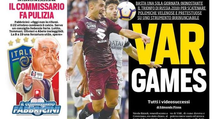 Prima Pagina, Corriere dello Sport: “Var games. Juve, la firma di Pjanic. Milan, un derby da napoletani…” Prima Pagina, Corriere dello Sport: “Var games. Juve, la firma di Pjanic. Milan, un derby da napoletani…”