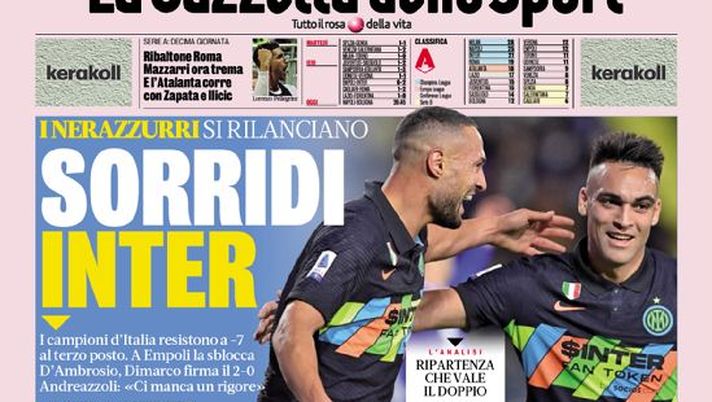 Prima Pagina, La Gazzetta dello Sport: “Sorridi Inter. Buio Juve” - immagine 1