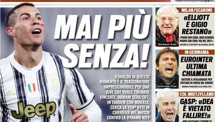 Tuttosport, la prima pagina di oggi, martedì 1° dicembre 2020 Tuttosport, la prima pagina di oggi, martedì 1° dicembre 2020