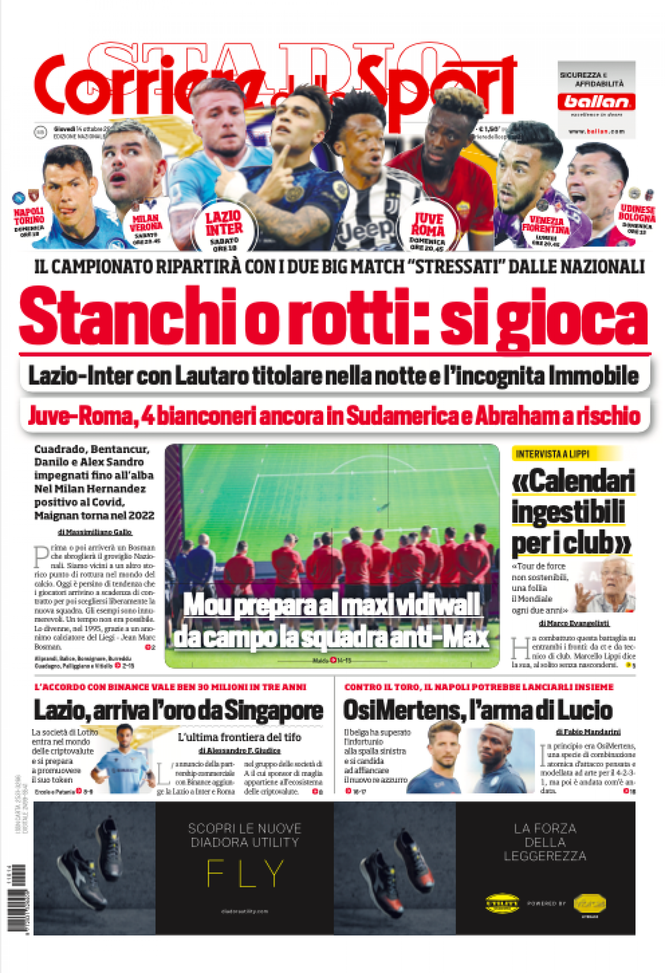 Prima Pagina, Corriere dello Sport: “Stanchi o rotti: si gioca” - immagine 1