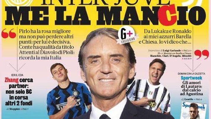 Prima Pagina, La Gazzetta dello Sport: “Inter-Juve me la Mancio. Lazio-Roma derby caput mundi&#8221;