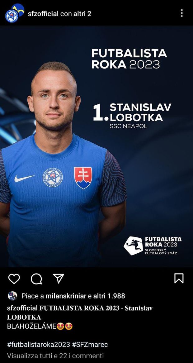 Lobotka premiato come miglior calciatore slovacco del 2023: battuti Hancko e Skriniar- immagine 2