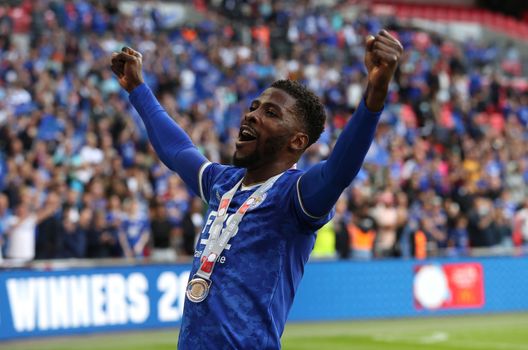 LONDON, ENGLAND - AUGUST 07: Kelechi Iheanacho of Leicester City celebrates their side's victory after The FA Community Shield Final between Manchester City and Leicester City at Wembley Stadium on August 07, 2021 in London, England. (Photo by Catherine Ivill/Getty Images) LONDON, ENGLAND - AUGUST 07: Kelechi Iheanacho of Leicester City celebrates their side's victory after The FA Community Shield Final between Manchester City and Leicester City at Wembley Stadium on August 07, 2021 in London, England. (Photo by Catherine Ivill/Getty Images)