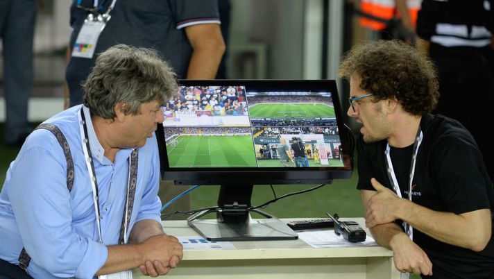 Assistants look the VAR during the Serie A match between Udinese Calcio and  AC Chievo Verona at Friuli Stadium  (Photo by Dino Panato/Getty Images) 