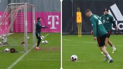 VIDEO Bayern Monaco, che show in allenamento! Lewandowski tra i pali, Süle segna con una rabona
