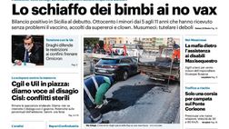 Prima Pagina, Giornale di Sicilia: “Lo schiaffo dei bimbi ai no vax”