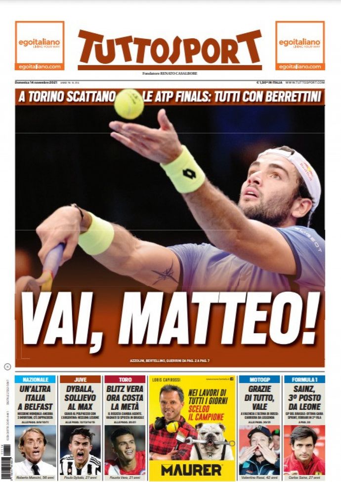 Prima Pagina, Tuttosport: “Vai, Matteo! Dybala, sollievo Max” - immagine 1