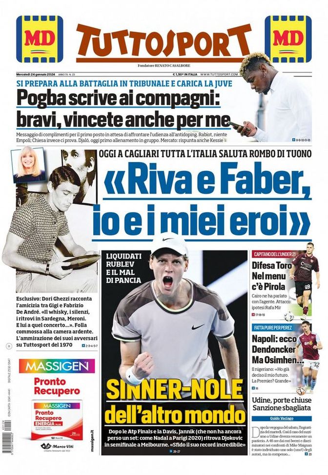 EDICOLA TS – Pogba scrive ai compagni: bravi, vincete anche per me - immagine 1