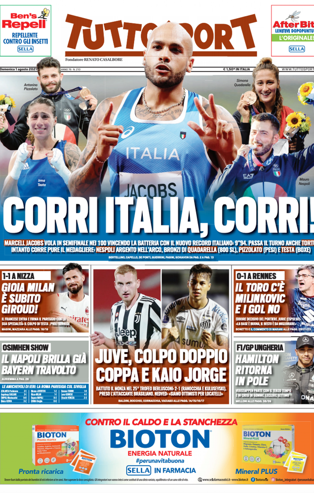 Prima Pagina, Tuttosport: “ Juve, colpo doppio. Coppa e Kaio Jorge” Prima Pagina, Tuttosport: “ Juve, colpo doppio. Coppa e Kaio Jorge”