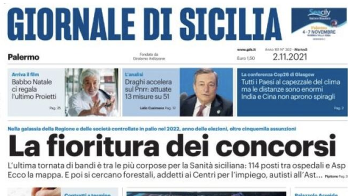 Prima Pagina, Giornale di Sicilia: “Musumeci si ricandida. Scuola, nuove regole Covid” prima pagina