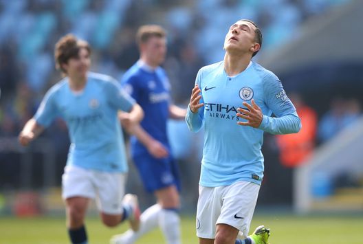 MANCHESTER, ENGLAND - APRIL 07: Ian Carlo Poveda-Ocampo of Manchester City celebrates after scoring their third goal during the Premier League 2 match between Manchester City and Everton at The Academy Stadium on April 07, 2019 in Manchester, England. (Photo by Alex Livesey/Getty Images) MANCHESTER, ENGLAND - APRIL 07: Ian Carlo Poveda-Ocampo of Manchester City celebrates after scoring their third goal during the Premier League 2 match between Manchester City and Everton at The Academy Stadium on April 07, 2019 in Manchester, England. (Photo by Alex Livesey/Getty Images)
