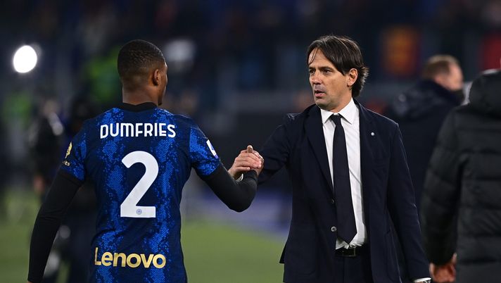 Denzel Dumfries e Simone Inzaghi Denzel Dumfries e Simone Inzaghi