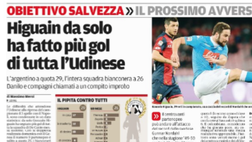 Messaggero Veneto: Higuain da solo ha fatto più gol di tutta l’Udinese