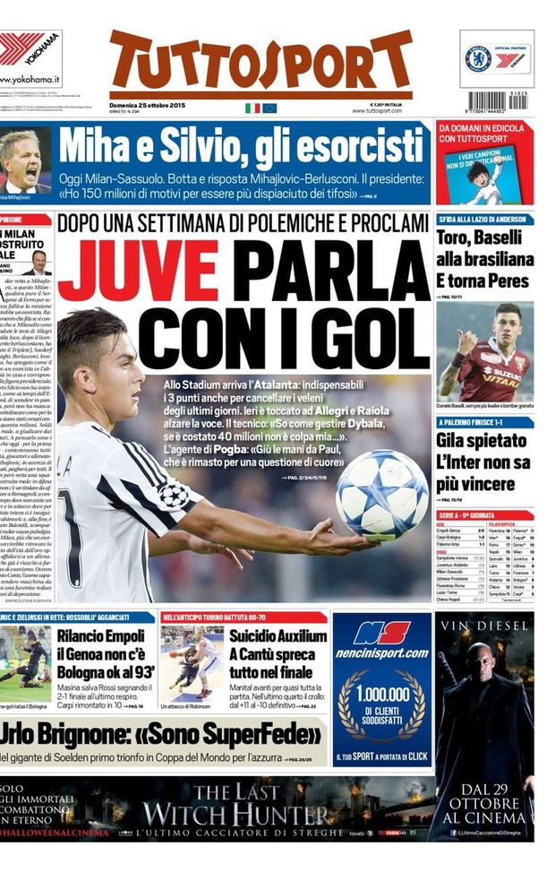 Prima Pagina, Tuttosport: “Gilardino spietato, a Palermo finisce 1-1. L’Inter non sa vincere. Juve, parla coi gol” 
