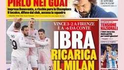 Prima Pagina, La Gazzetta dello Sport: “Ibra ricarica il Milan. Pirlo nei guai, il tecnico accusa la squadra”