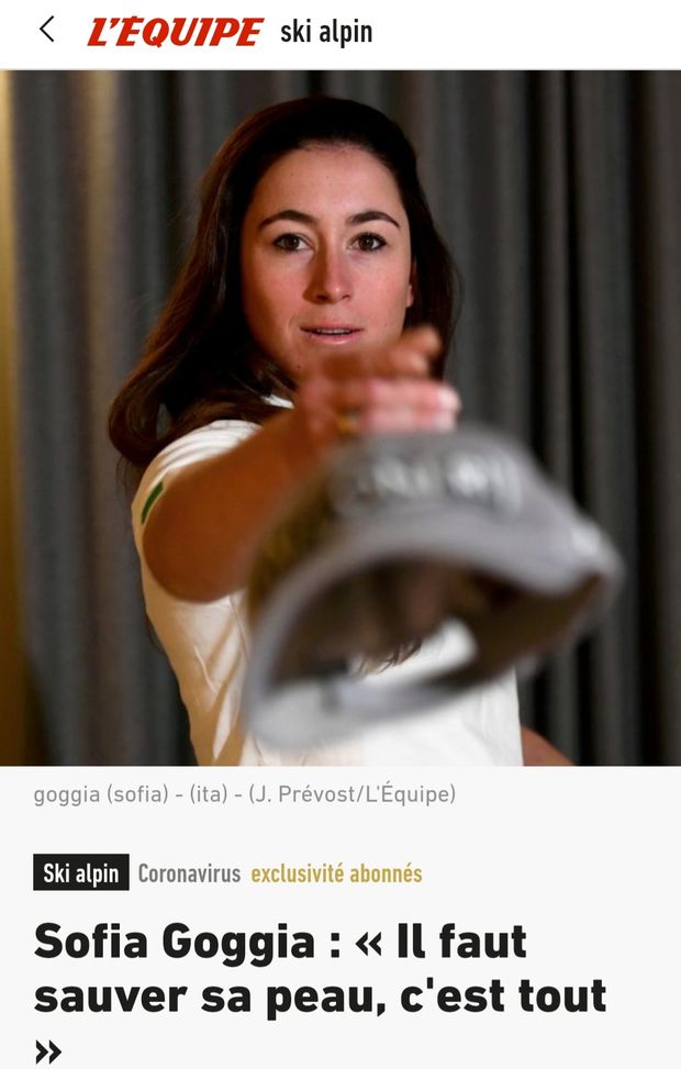 Sofia Goggia: "Bisogna salvare la pelle" 