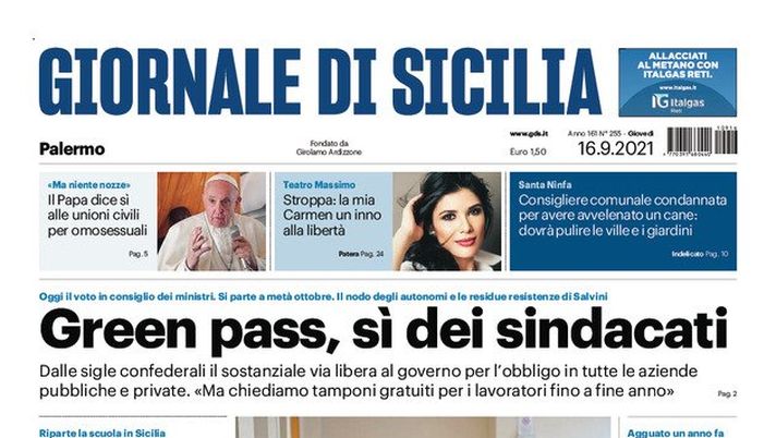 Prima Pagina, Giornale di Sicilia: “Il Palermo batte il Monopoli e passa il turno” 