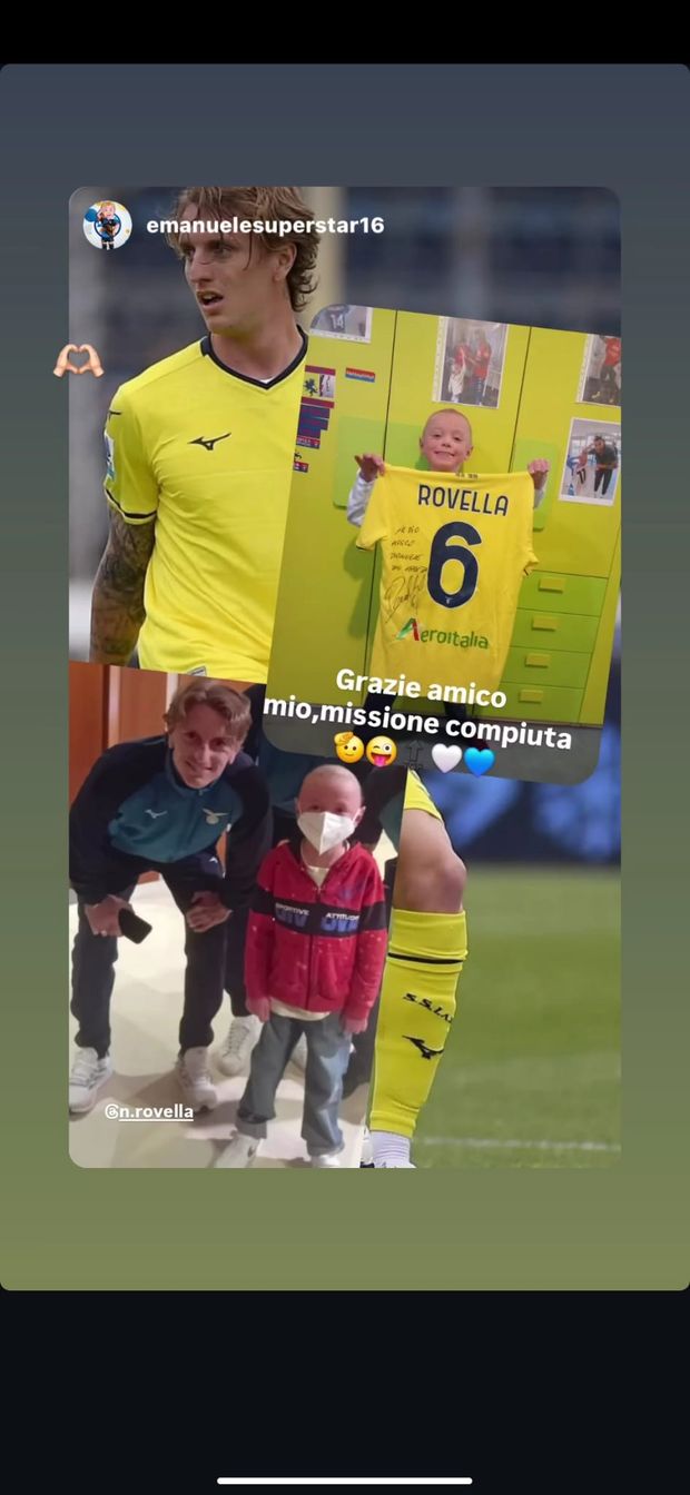 Il post Instagram di Rovella e del piccolo Emanuele Il post Instagram di Rovella e del piccolo Emanuele