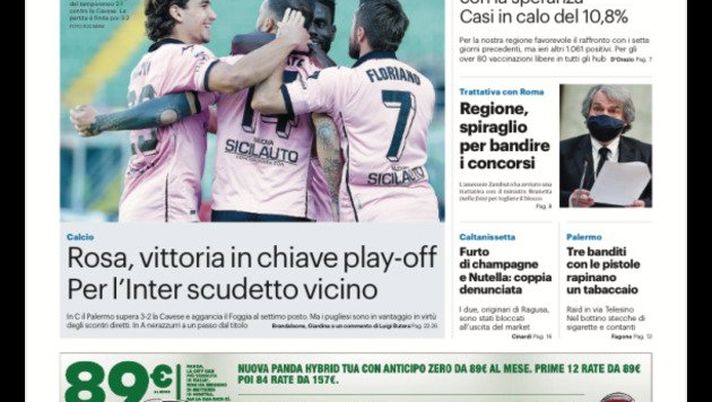 Prima Pagina, Giornale di Sicilia: “La via siciliana del Recovery. Rosa, vittoria in chiave playoff&#8221; 