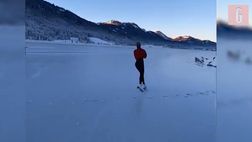VIDEO / Carolina Kostner, che magia! Pattina su un lago ghiacciato