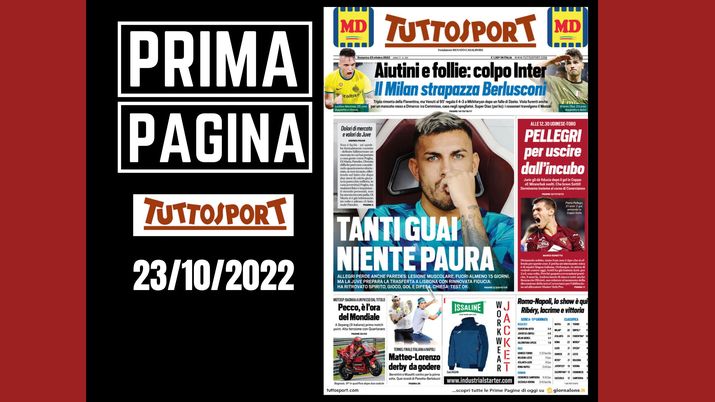 Prima pagina Tuttosport: 'Tanti guai, niente paura'