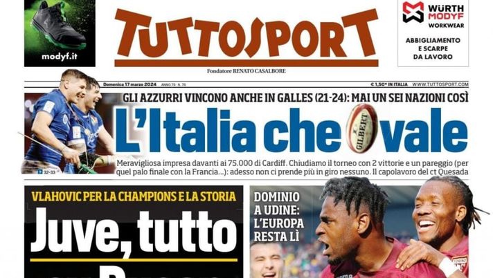 PRIMA PAGINA TUTTOSPORT OGGI: “Stasera il Napoli, rischio contraccolpo per l’Inter” - immagine 1