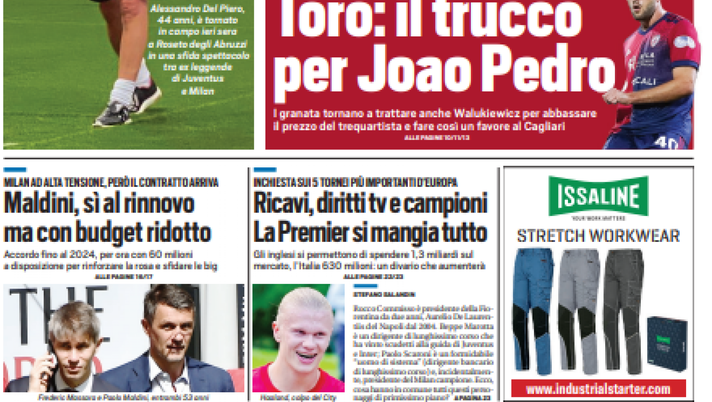 EDICOLA / TS: Milan ad alta tensione. Maldini, sì al rinnovo a budget ridotto - immagine 1