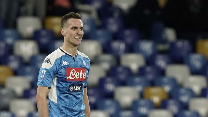 NAPLES, ITALY - JANUARY 06: Arkadiusz Milik of Napoli during the Serie A match between SSC Napoli and FC Internazionale at Stadio San Paolo on January 6, 2020 in Naples, Italy. (Photo by SSC NAPOLI/SSC NAPOLI via Getty Images) NAPLES, ITALY - JANUARY 06: Arkadiusz Milik of Napoli during the Serie A match between SSC Napoli and FC Internazionale at Stadio San Paolo on January 6, 2020 in Naples, Italy. (Photo by SSC NAPOLI/SSC NAPOLI via Getty Images)