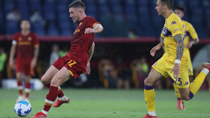 during the Serie A match between AS Roma v ACF Fiorentina at Stadio Olimpico on August 22, 2021 in Rome, Italy. during the Serie A match between AS Roma v ACF Fiorentina at Stadio Olimpico on August 22, 2021 in Rome, Italy.
