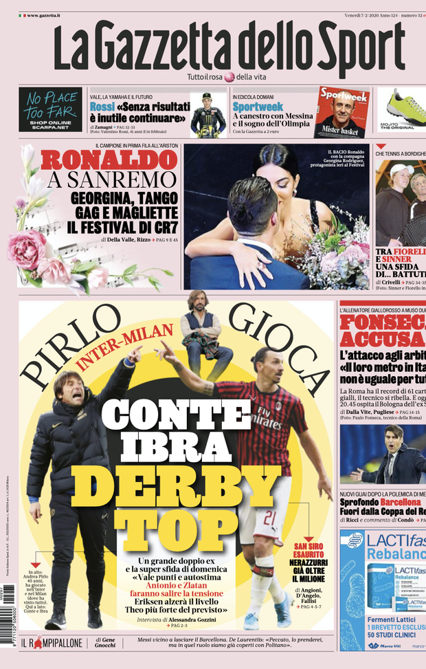 LE PRIME PAGINE DEI QUOTIDIANI SPORTIVI DEL 7.2